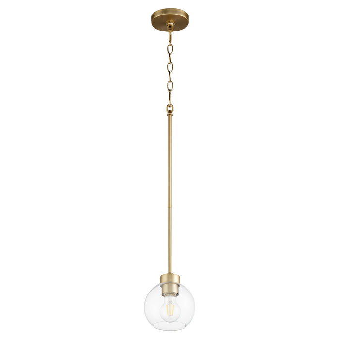 Quorum 3317-80 One Light Pendant, Aged Brass