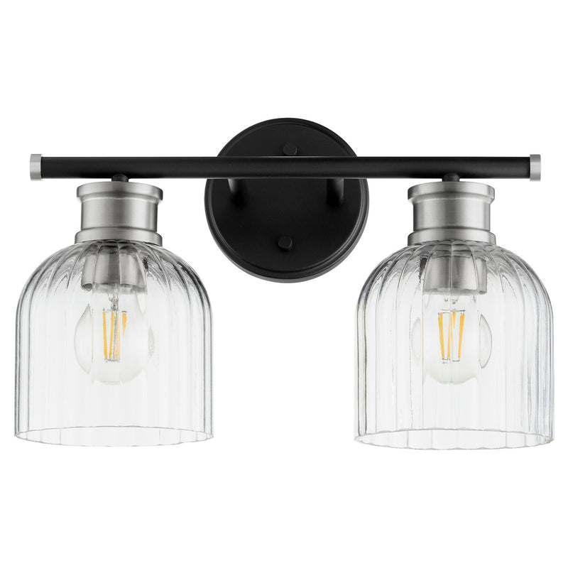 Quorum 510-2-6965 Two Light Vanity, Textured Black w/ Satin Nickel