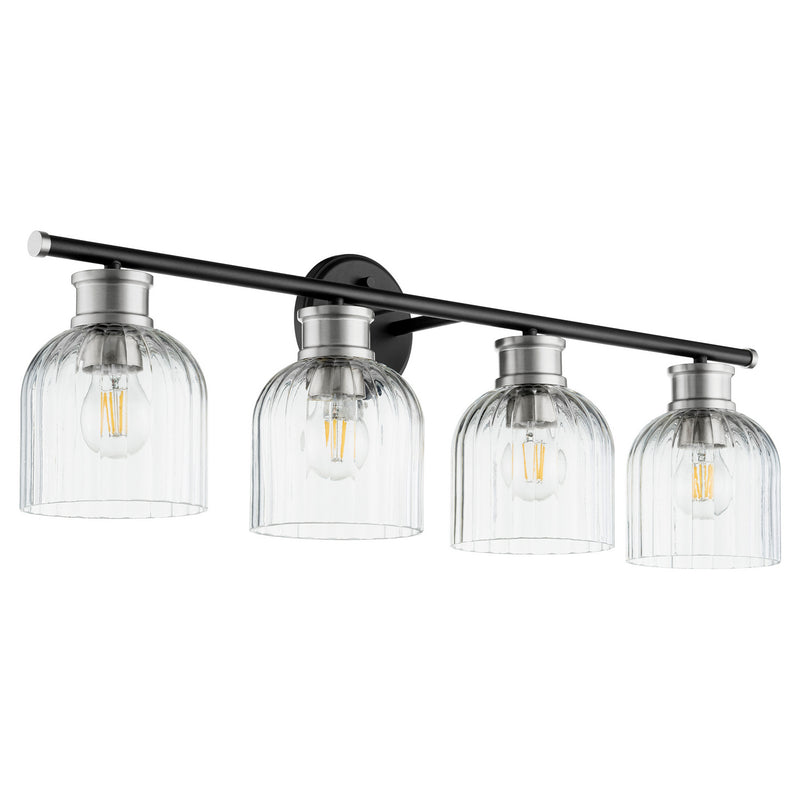Quorum 510-4-6965 Four Light Vanity, Textured Black w/ Satin Nickel