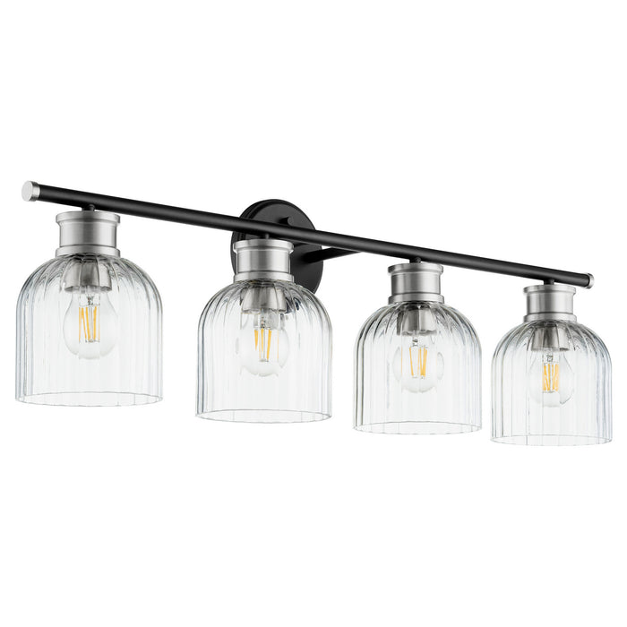 Quorum 510-4-6965 Four Light Vanity, Textured Black w/ Satin Nickel