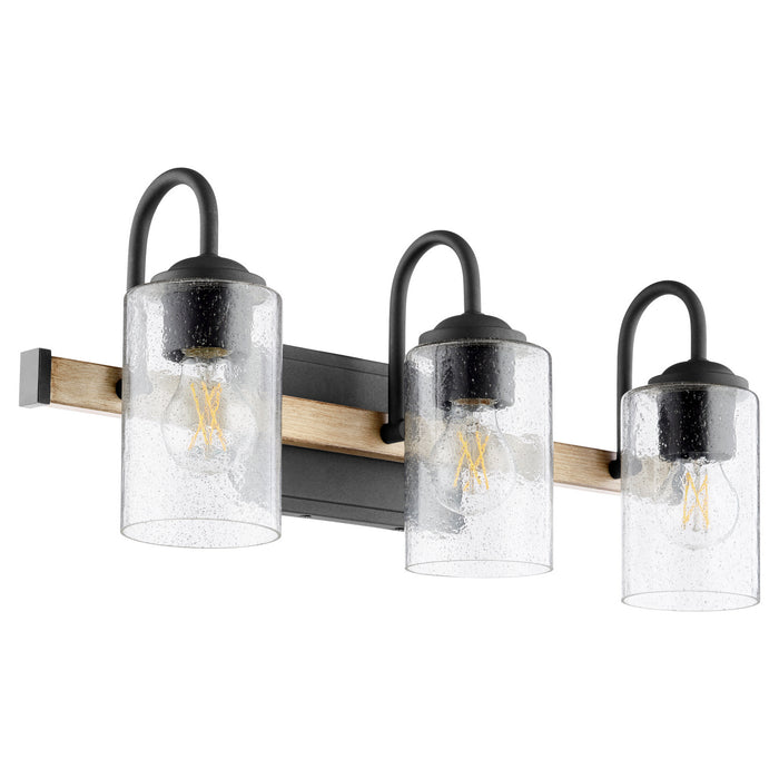 Quorum 5140-3-69 Three Light Vanity, Textured Black w/ Driftwood finish