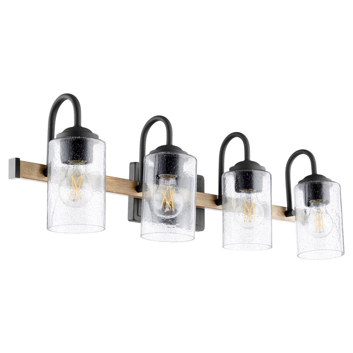 Quorum 5140-4-69 Four Light Vanity, Textured Black w/ Driftwood finish