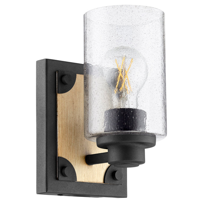 Quorum 5143-1-69 One Light Wall Mount, Textured Black w/ Driftwood finish