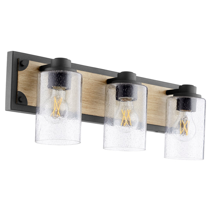 Quorum 5143-3-69 Three Light Vanity, Textured Black w/ Driftwood finish