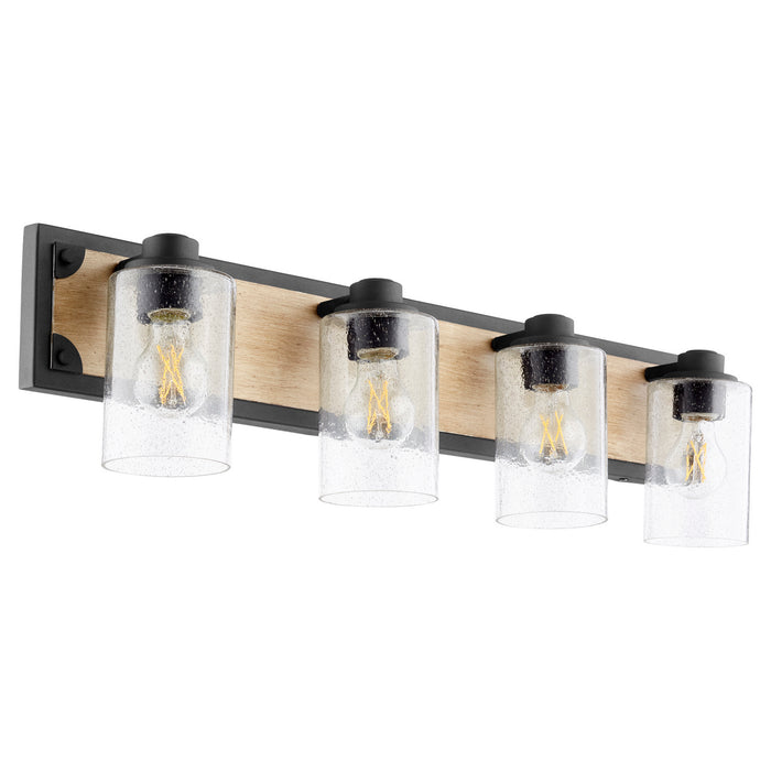 Quorum 5143-4-69 Four Light Vanity, Textured Black w/ Driftwood finish