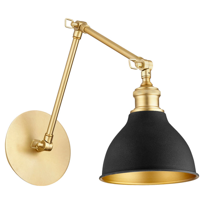 Quorum 5392-6980 One Light Wall Mount, Aged Brass w/ Textured Black