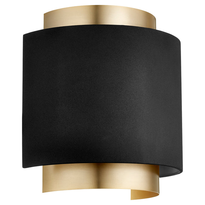 Quorum 5610-6980 One Light Wall Sconce, Textured Black w/ Aged Brass