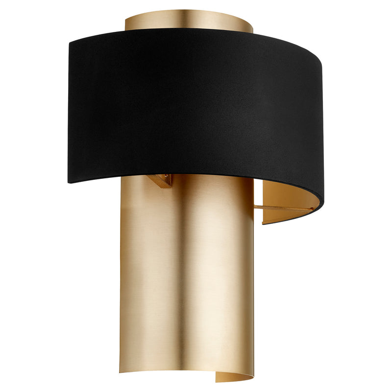 Quorum 5611-6980 One Light Wall Sconce, Textured Black w/ Aged Brass