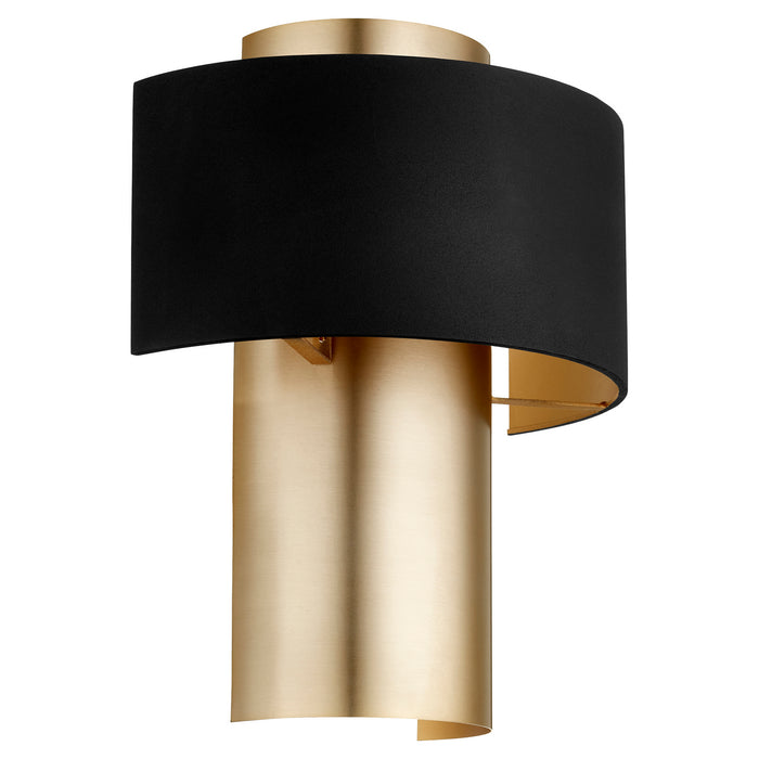 Quorum 5611-6980 One Light Wall Sconce, Textured Black w/ Aged Brass