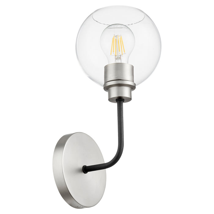 Quorum 572-1-6965 One Light Wall Mount, Textured Black w/ Satin Nickel