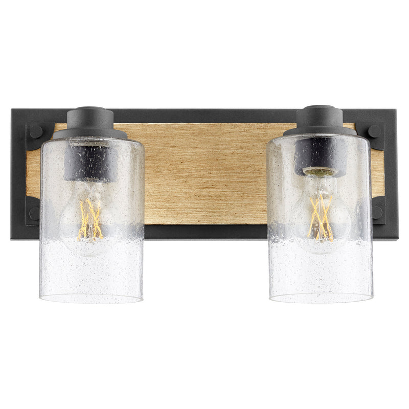 Quorum 5143-2-69 Two Light Vanity, Textured Black w/ Driftwood finish
