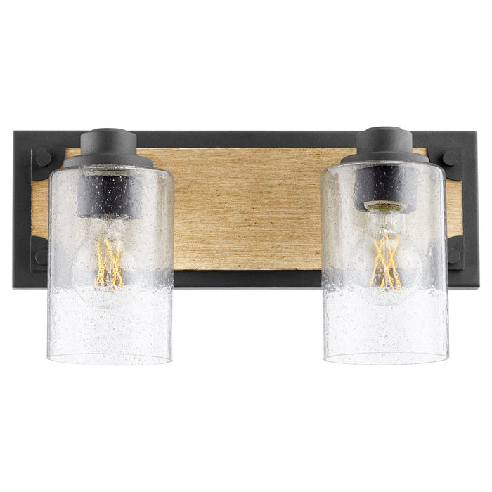 Quorum 5143-2-69 Two Light Vanity, Textured Black w/ Driftwood finish