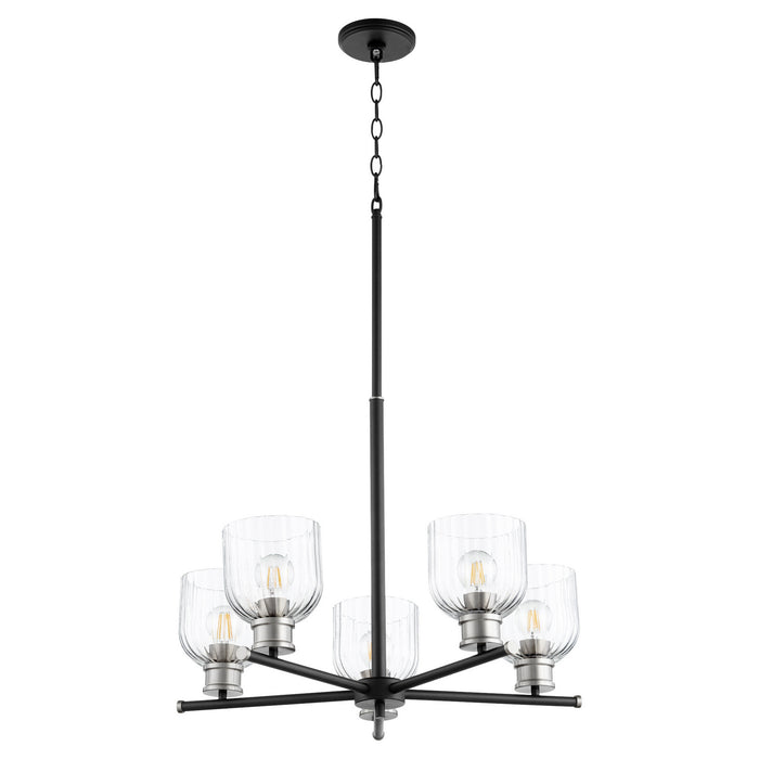 Quorum 610-5-6965 Five Light Chandelier, Textured Black w/ Satin Nickel
