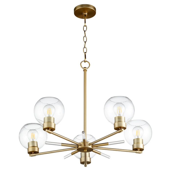 Quorum 6317-5-80 Five Light Chandelier, Aged Brass