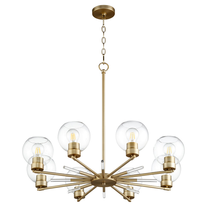 Quorum 6317-8-80 Eight Light Chandelier, Aged Brass