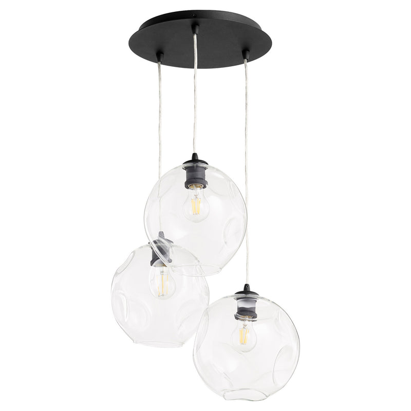 Quorum 63-12-6941 12 Light Chandelier, Textured Black w/ Weathered Oak Finish