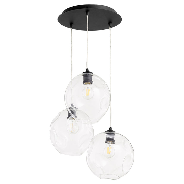 Quorum 63-12-6941 12 Light Chandelier, Textured Black w/ Weathered Oak Finish