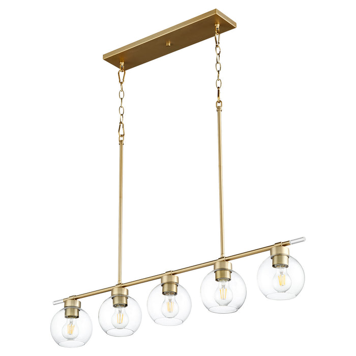 Quorum 6617-5-80 Five Light Pendant, Aged Brass