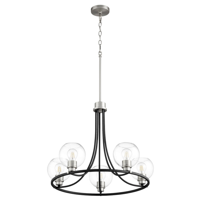 Quorum 672-5-6965 Five Light Chandelier, Textured Black w/ Satin Nickel