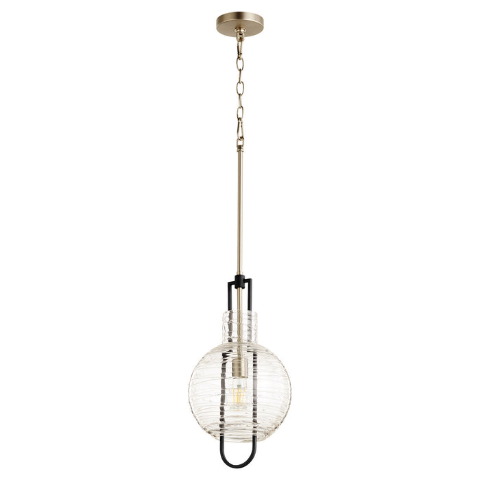 Quorum 89-10-6965 One Light Pendant, Textured Black w/ Satin Nickel