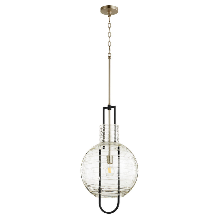 Quorum 89-14-6965 One Light Pendant, Textured Black w/ Satin Nickel