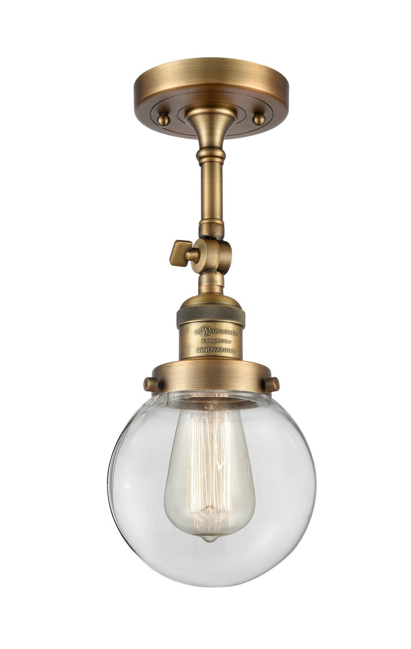 Innovations 201F-BB-G202-6-LED LED Semi-Flush Mount, Brushed Brass