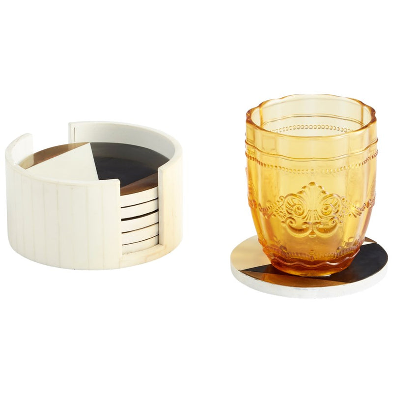 Cyan 10653 Coasters, Black - Gold - White