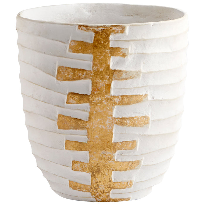 Cyan 10671 Vase, White And Gold