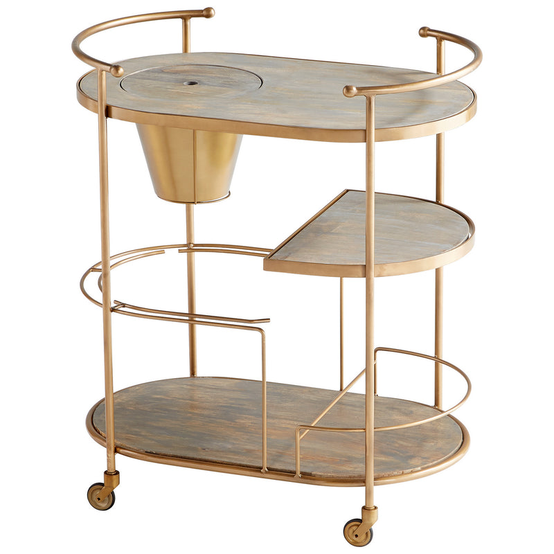 Cyan 10687 Bar Cart, Antique Brass