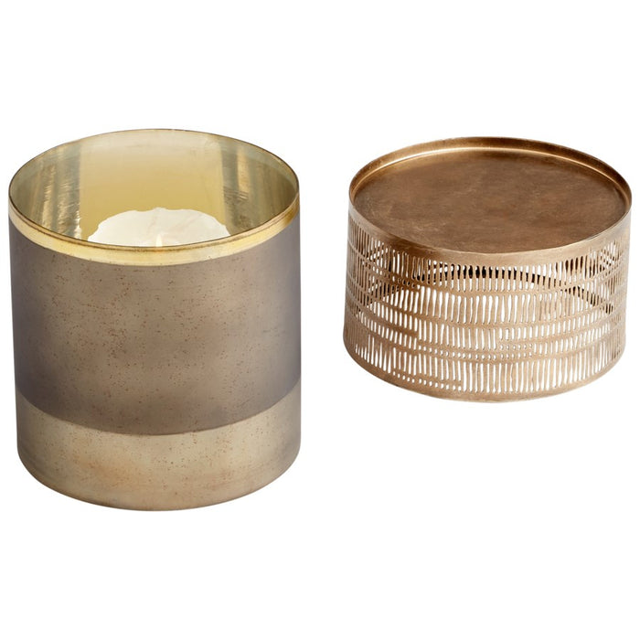 Cyan 10699 Candleholder, Black Onyx And Antique Brass