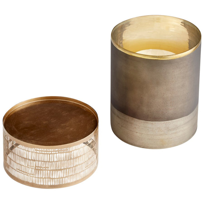Cyan 10701 Candleholder, Black Onyx And Antique Brass