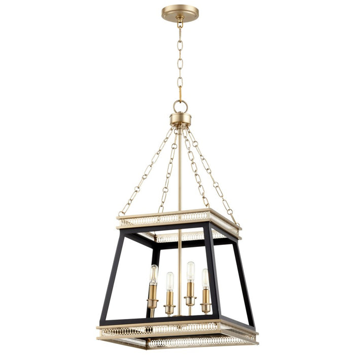 Cyan 10906 Four Light Pendant, Noir / Aged Brass