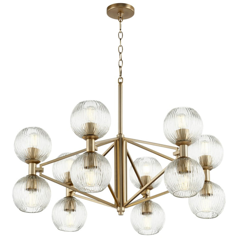 Cyan 10963 12 Light Chandelier, Aged Brass