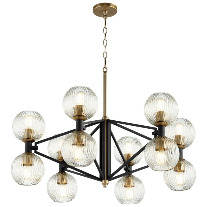 Cyan 10966 12 Light Chandelier, Noir / Aged Brass