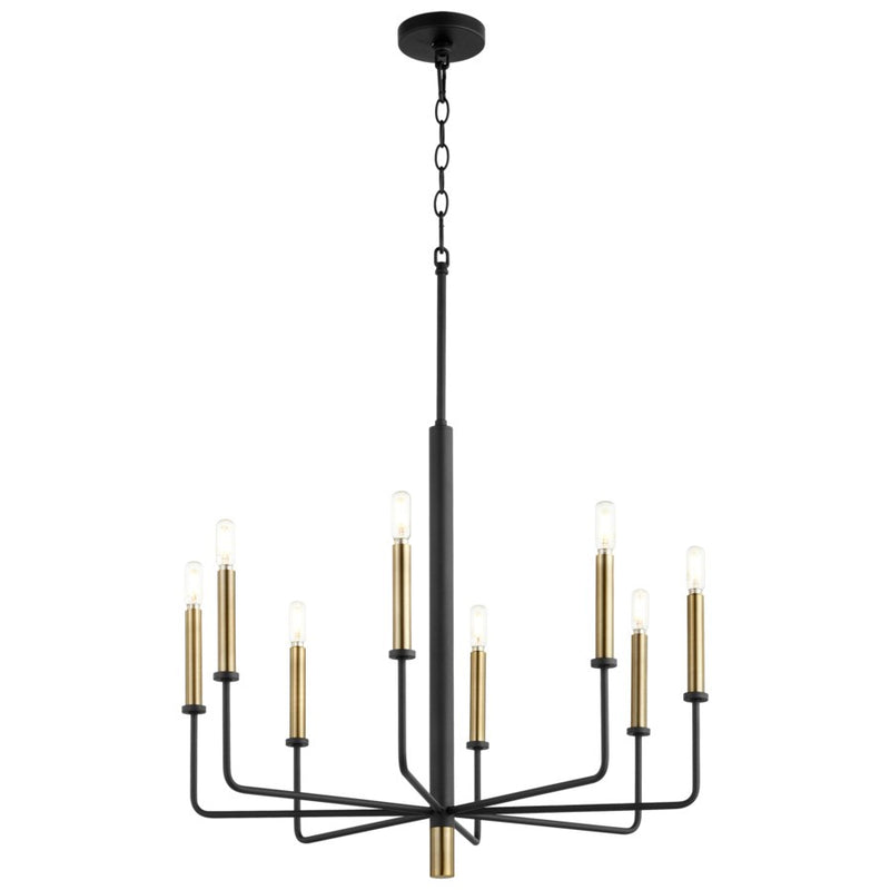 Cyan 10967 Eight Light Chandelier, Noir / Aged Brass