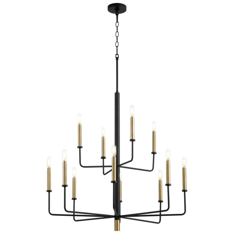 Cyan 10968 12 Light Chandelier, Noir / Aged Brass