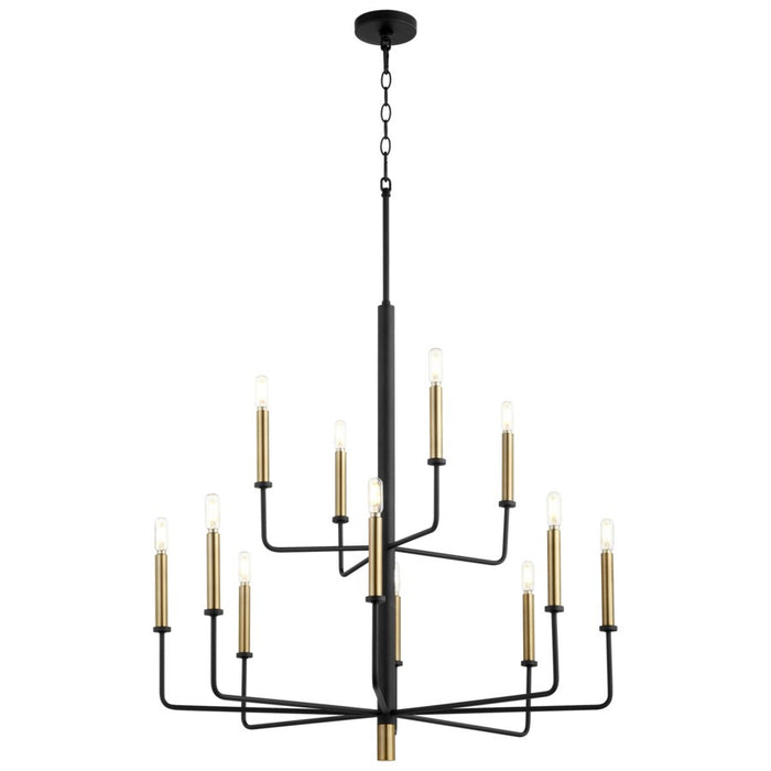 Cyan 10968 12 Light Chandelier, Noir / Aged Brass