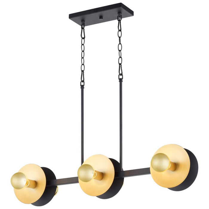 Cyan 10979 Six Light Island Pendant, Noir And Gold Leaf