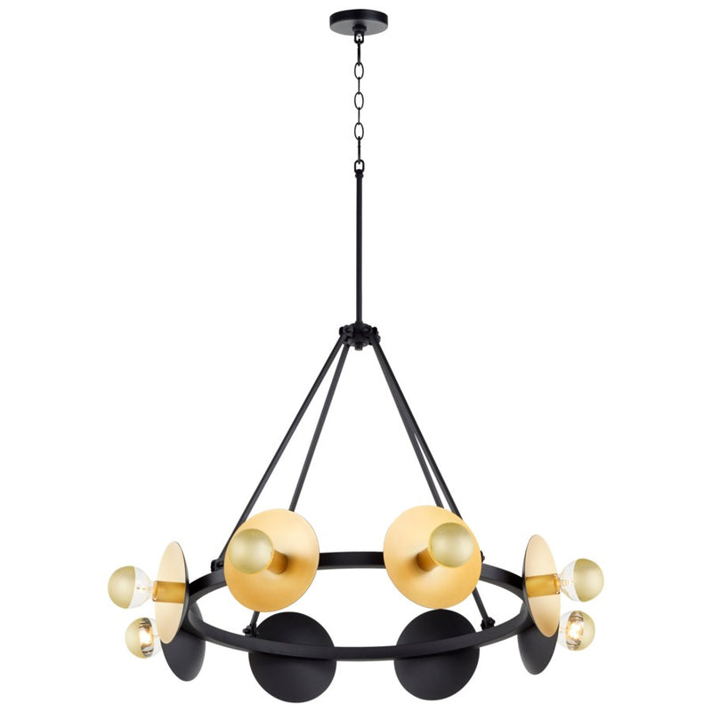 Cyan 10980 Eight Light Chandelier, Noir And Gold Leaf