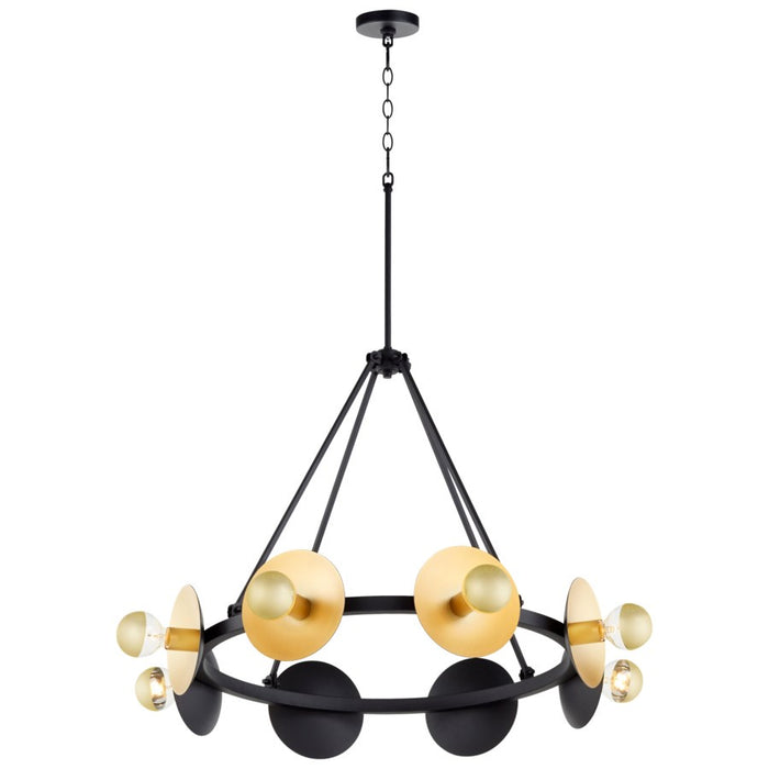 Cyan 10980 Eight Light Chandelier, Noir And Gold Leaf