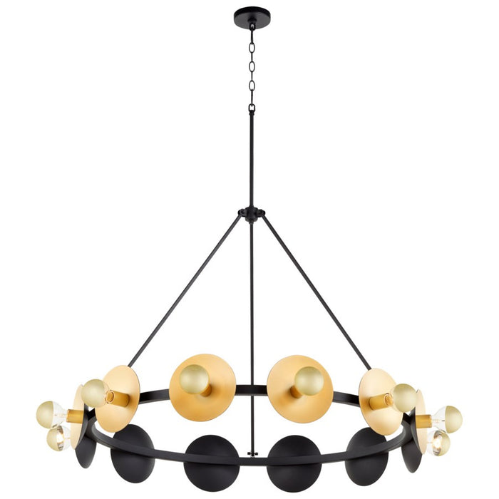 Cyan 10981 12 Light Chandelier, Noir And Gold Leaf