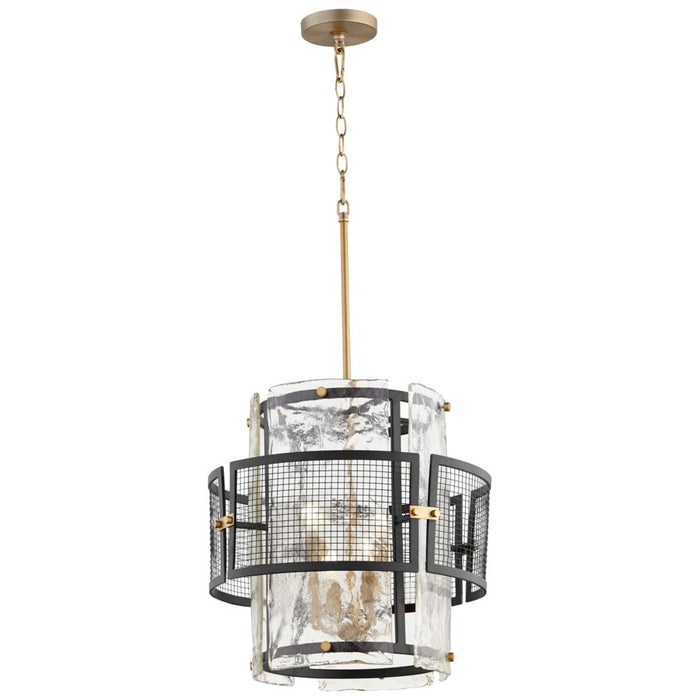 Cyan 11117 Four Light Chandelier, Noir / Aged Brass