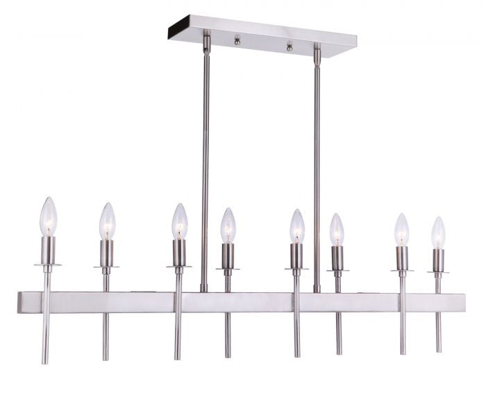 Craftmade 54378-BNK Eight Light Island Pendant, Brushed Polished Nickel
