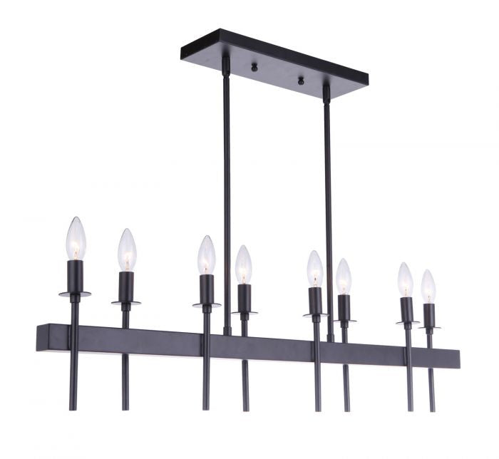 Craftmade 54378-FB Eight Light Island Pendant, Flat Black