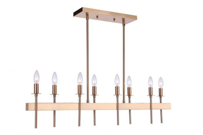 Craftmade 54378-SB Eight Light Island Pendant, Satin Brass