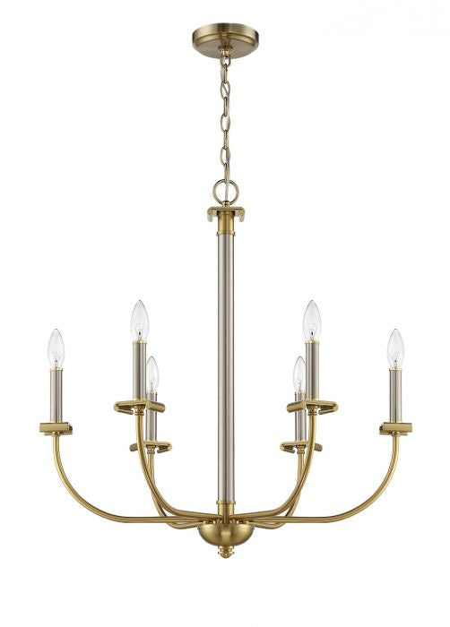 Craftmade 54826-BNKSB Six Light Chandelier, Brushed Polished Nickel/Satin Brass