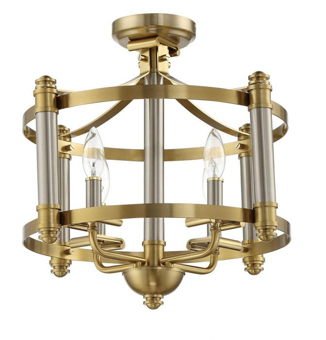 Craftmade 54854-BNKSB Four Light Semi Flush Mount, Brushed Polished Nickel/Satin Brass