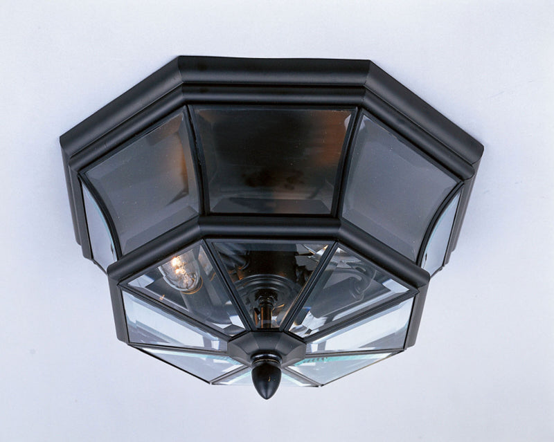 Quoizel NY1794K Three Light Outdoor Flush Mount, Mystic Black