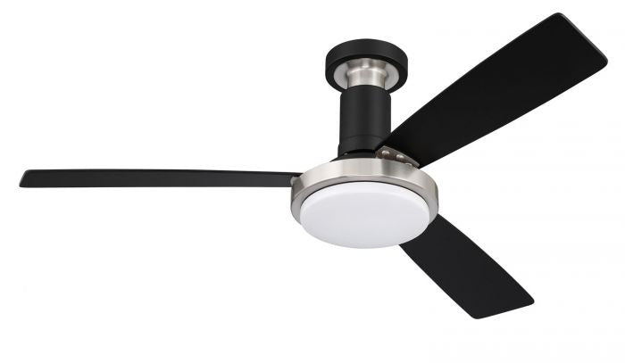 Craftmade MNG52FBBNK3 52"Ceiling Fan, Flat Black/Brushed Polished Nickel