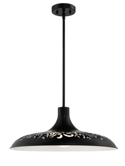Craftmade P965FB1 One Light Pendant, Flat Black